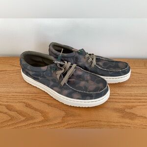 LL Bean Slip On Shoes Womens Sz 8 Higgins Beach 4 Eye Shoes Camouflage Green